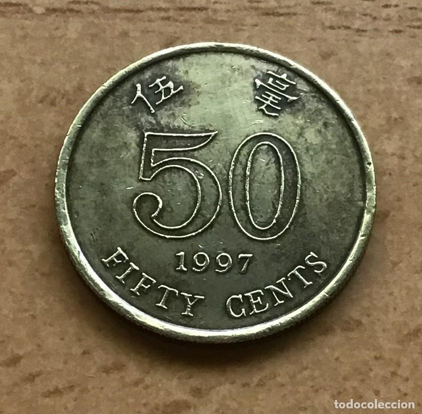Monedas antiguas de Am&eacute;rica: 50 centavos de Hong Kong. A&ntilde;o 1997