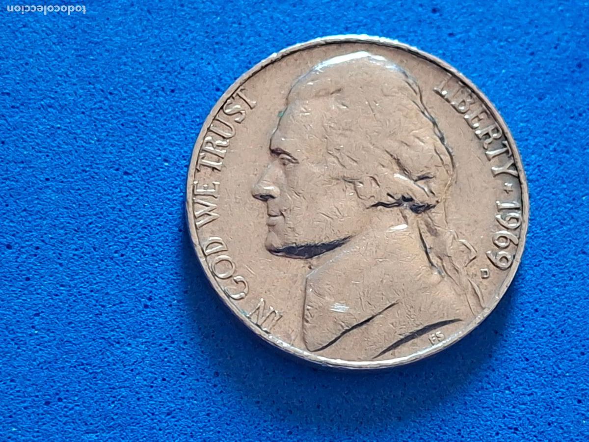 Monedas antiguas de Am&eacute;rica: MONEDA USA. Estados unidos. Five cents. 5 centavos. A&ntilde;o 1969. D. Circulada