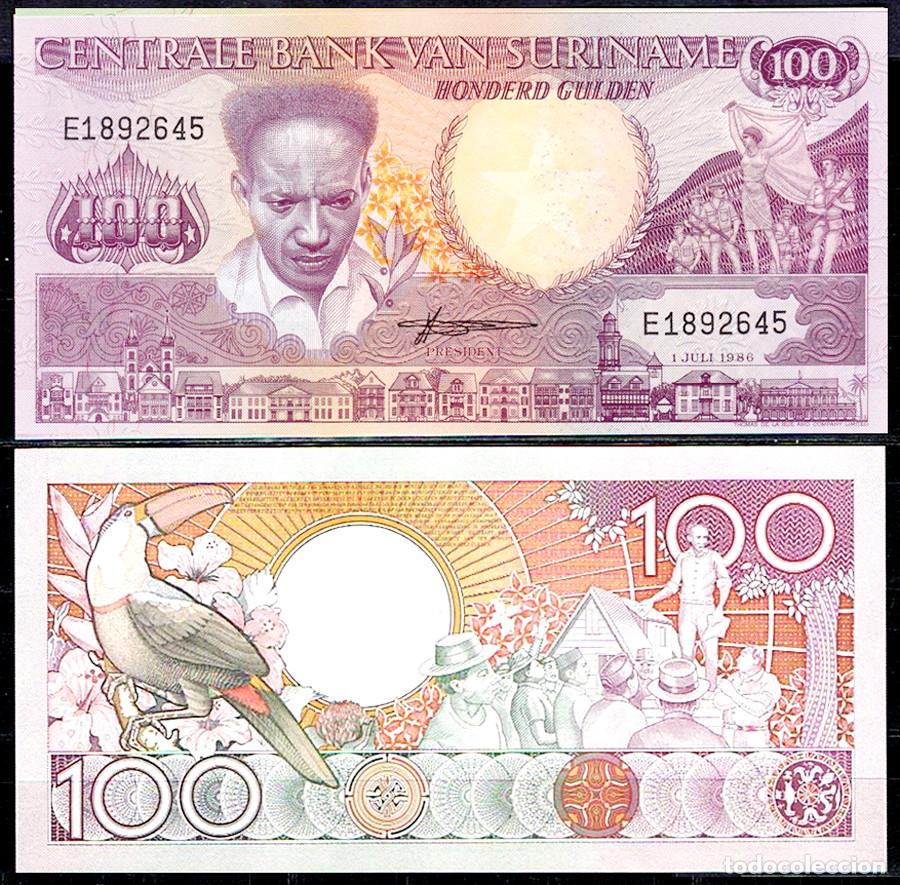 Monedas antiguas de Am&eacute;rica: BILLETE SURINAM - 100 GULDEN - 1986 - NO CIRCULADO