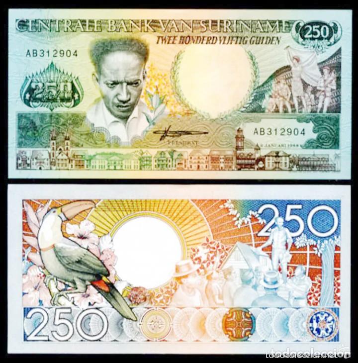 Alte M&uuml;nzen aus Amerika: BILLETE SURINAM - 250 GULDEN - 1988 - NO CIRCULADO