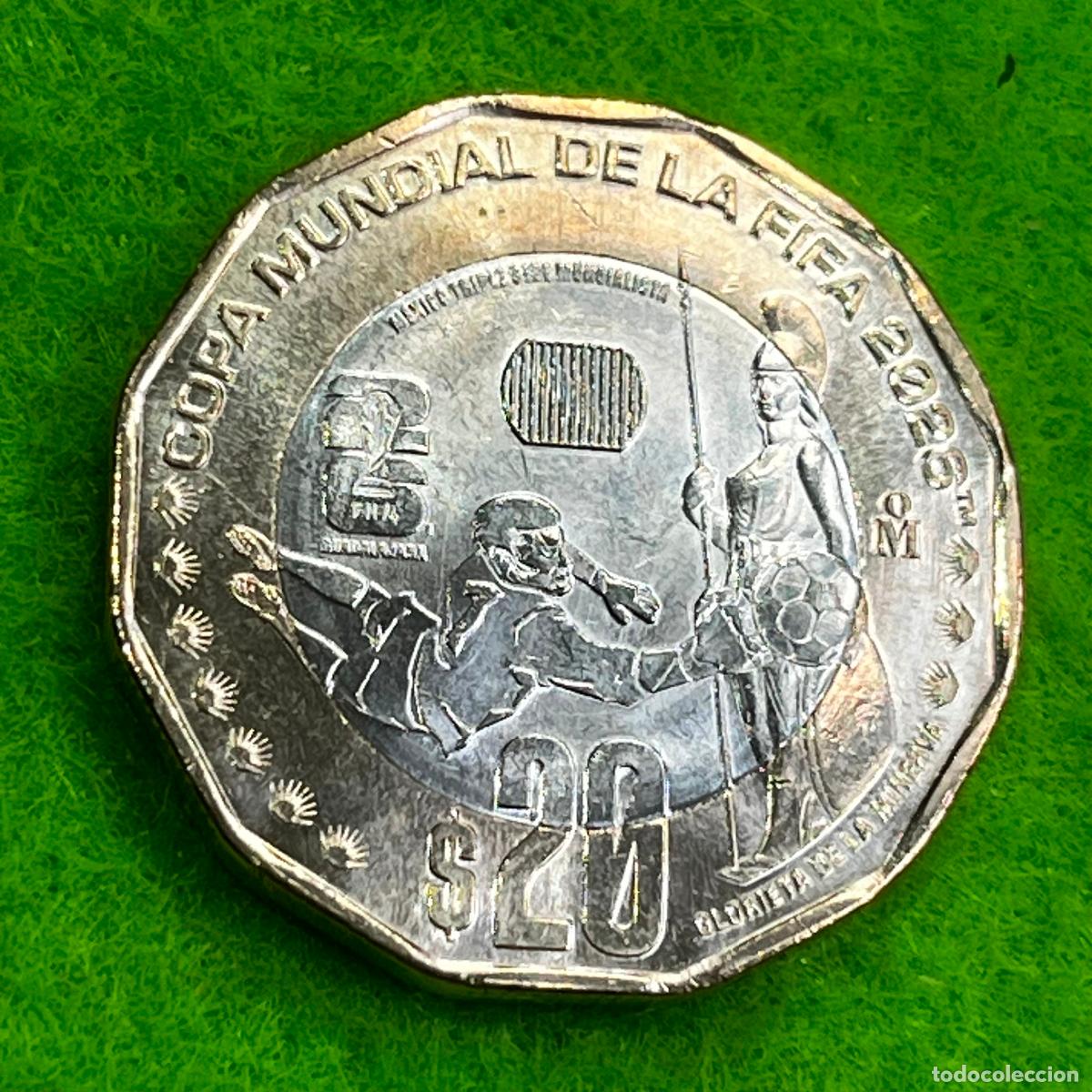 Monedas antiguas de Am&eacute;rica: M&eacute;xico 20 pesos bimet&aacute;lica Mundial futbol 2026, Glorieta de la Minerva, M&eacute;jico mo 17441