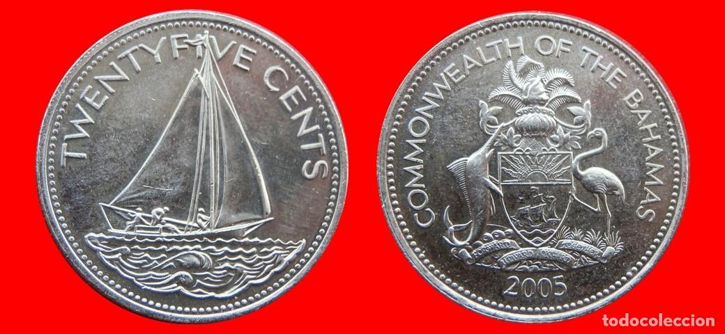 Monedas antiguas de Am&eacute;rica: 25 CENTAVOS CENTS CENTIMOS 2005 SIN CIRCULAR BAHAMAS-9590SC