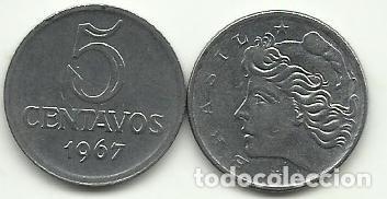 Monedas antiguas de Am&eacute;rica: BRASIL - 5 CENTAVOS - 1967 - NIQUEL - FOTOS
