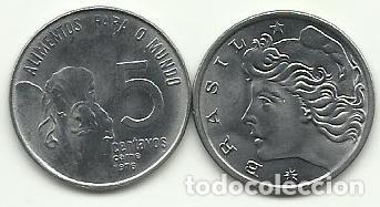 Monedas antiguas de Am&eacute;rica: BRASIL - 5 CENTAVOS - 1976 - FAO - NIQUEL - FOTOS