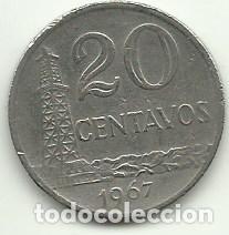 Monedas antiguas de Am&eacute;rica: BRASIL - 20 CENTAVOS - 1967 - FOTOS