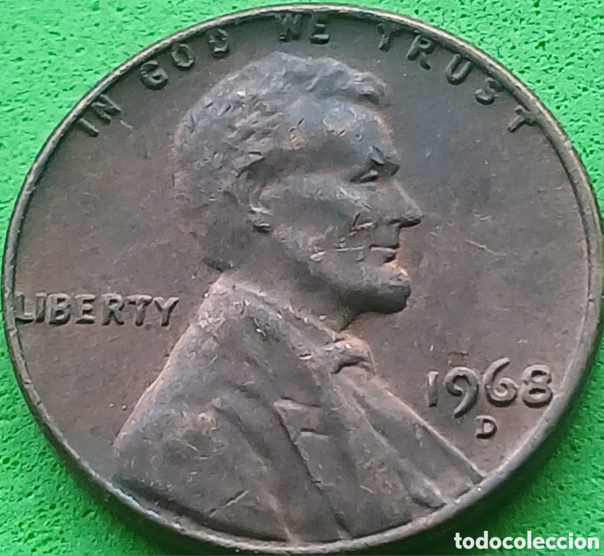 Monedas antiguas de Am&eacute;rica: USA one cent 1968 D km#201