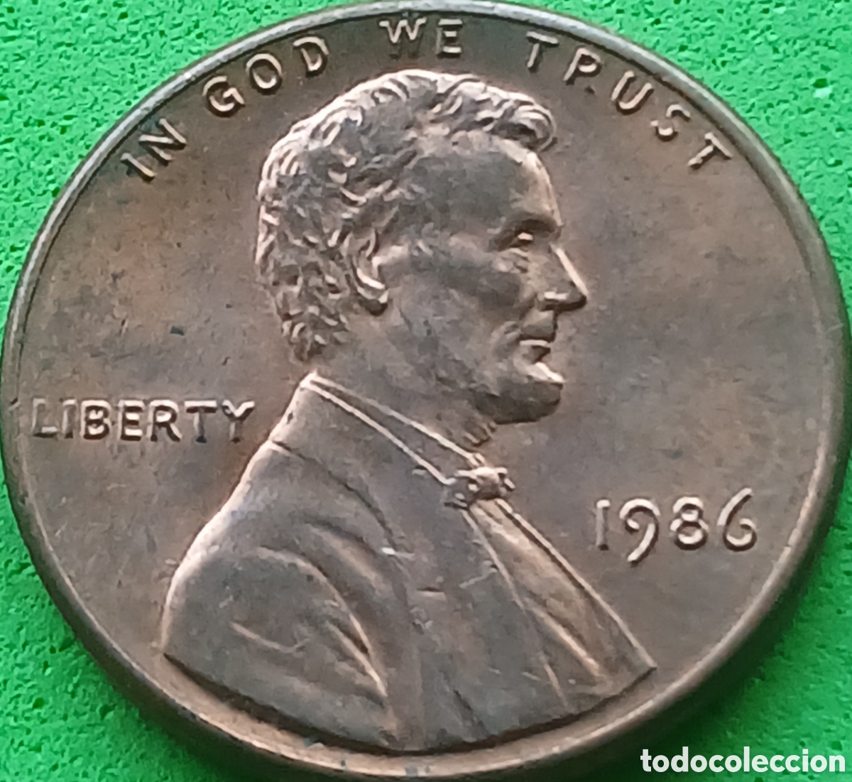 Monedas antiguas de Am&eacute;rica: USA one cent 1986 km#201b sin marca de ceca