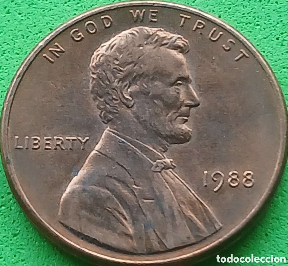 Monedas antiguas de Am&eacute;rica: USA one cent 1988 km#201b sin marca de ceca