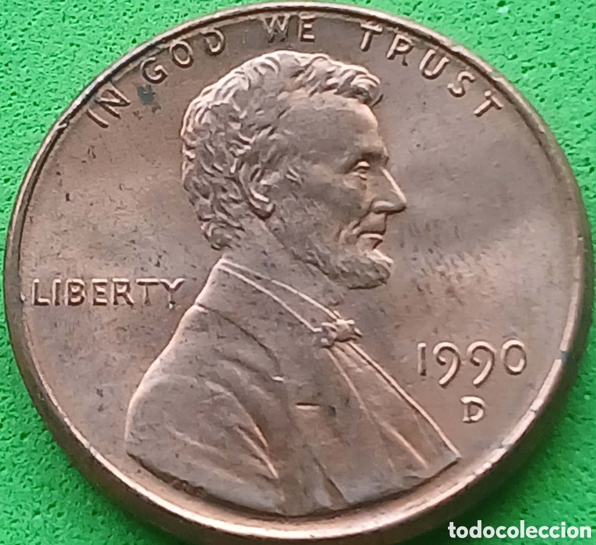 Monedas antiguas de Am&eacute;rica: USA one cent 1990 D km#201b