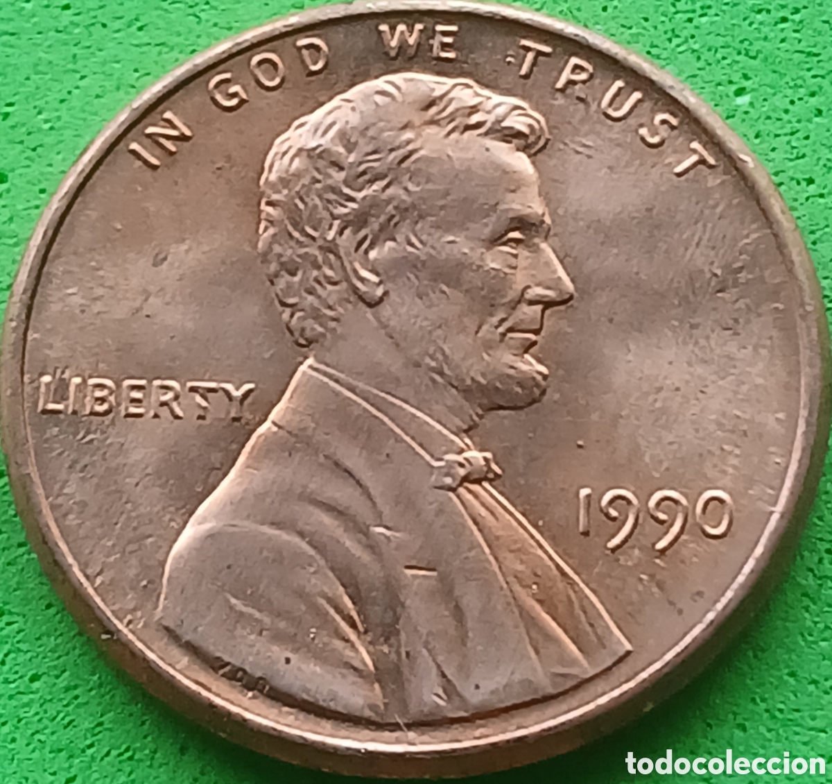 Monedas antiguas de Am&eacute;rica: USA one cent 1990 km#201b sin marca de ceca