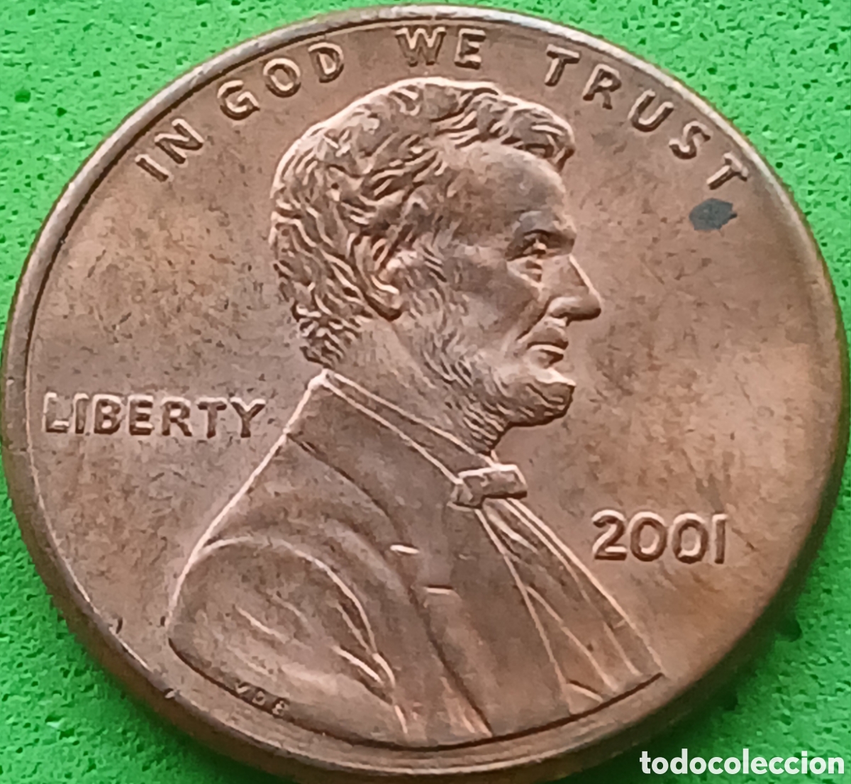 Monedas antiguas de Am&eacute;rica: USA one cent 2001 km#201b sin marca de ceca