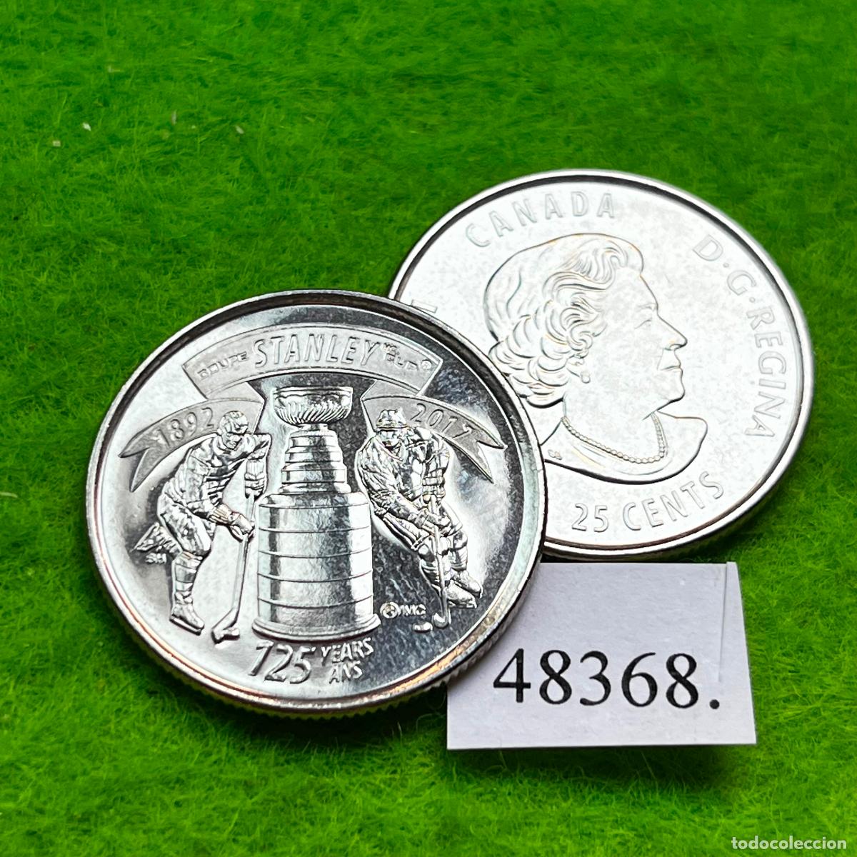 Monedas antiguas de Am&eacute;rica: Canada 25 c&eacute;ntimos 2017, 125&ordm; aniversario de la Copa Stanley, una moneda, 48368 3