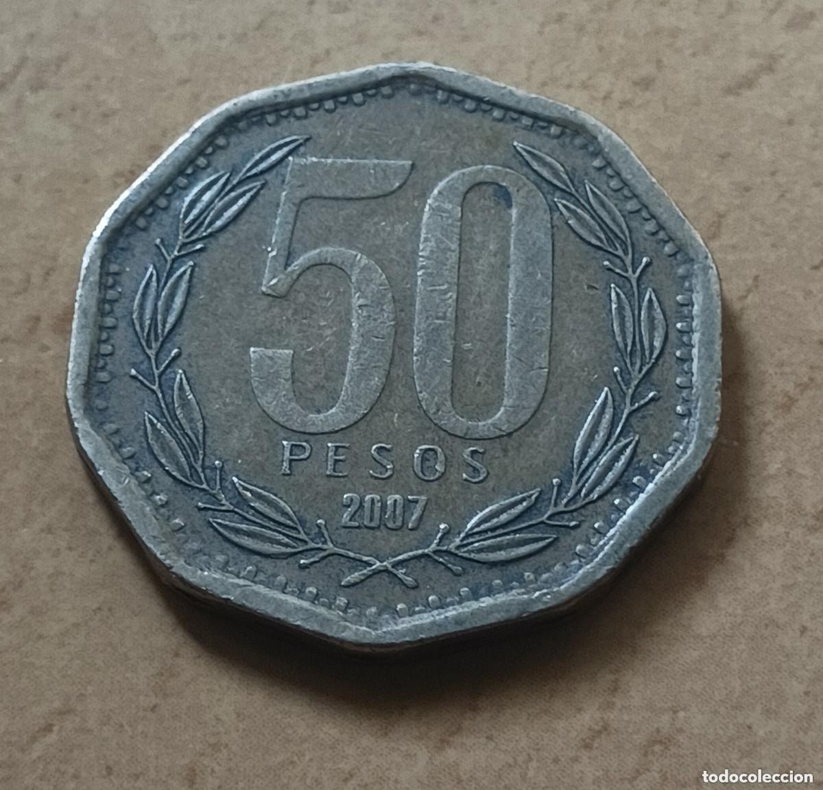 Monedas antiguas de Am&eacute;rica: 50 pesos de Chile. A&ntilde;o 2007