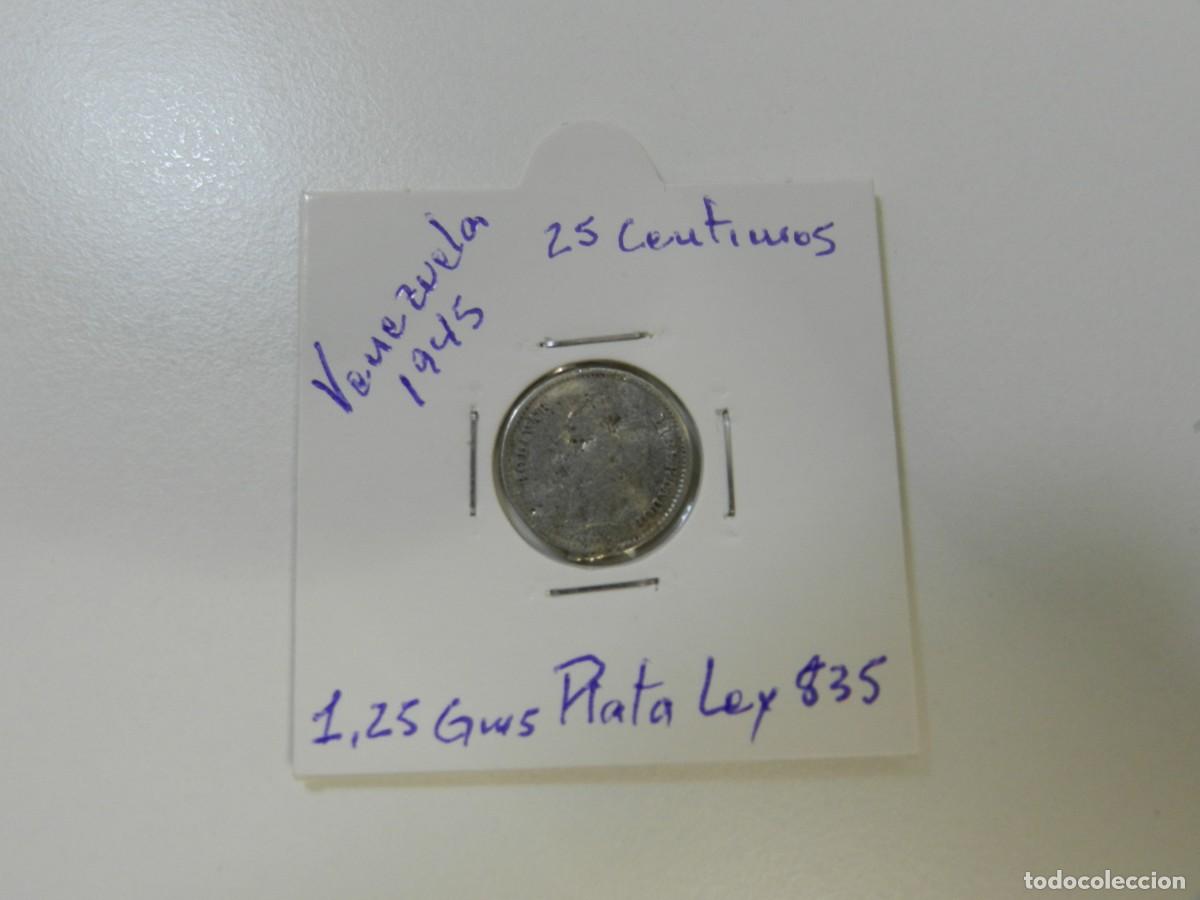 Monedas antiguas de Am&eacute;rica: Moneda 25 c&eacute;ntimos Venezuela 1936 plata