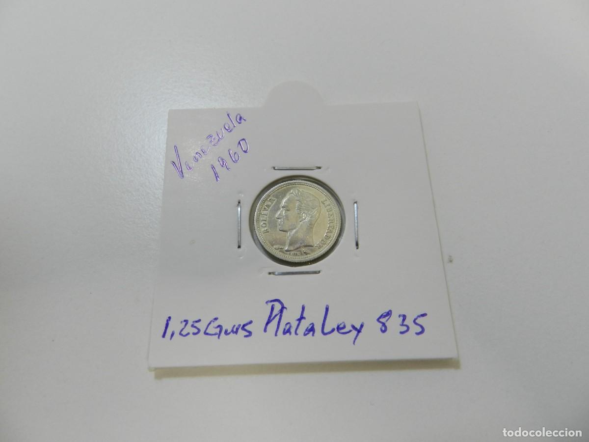 Monedas antiguas de Am&eacute;rica: Moneda 25 c&eacute;ntimos Venezuela 1960 plata