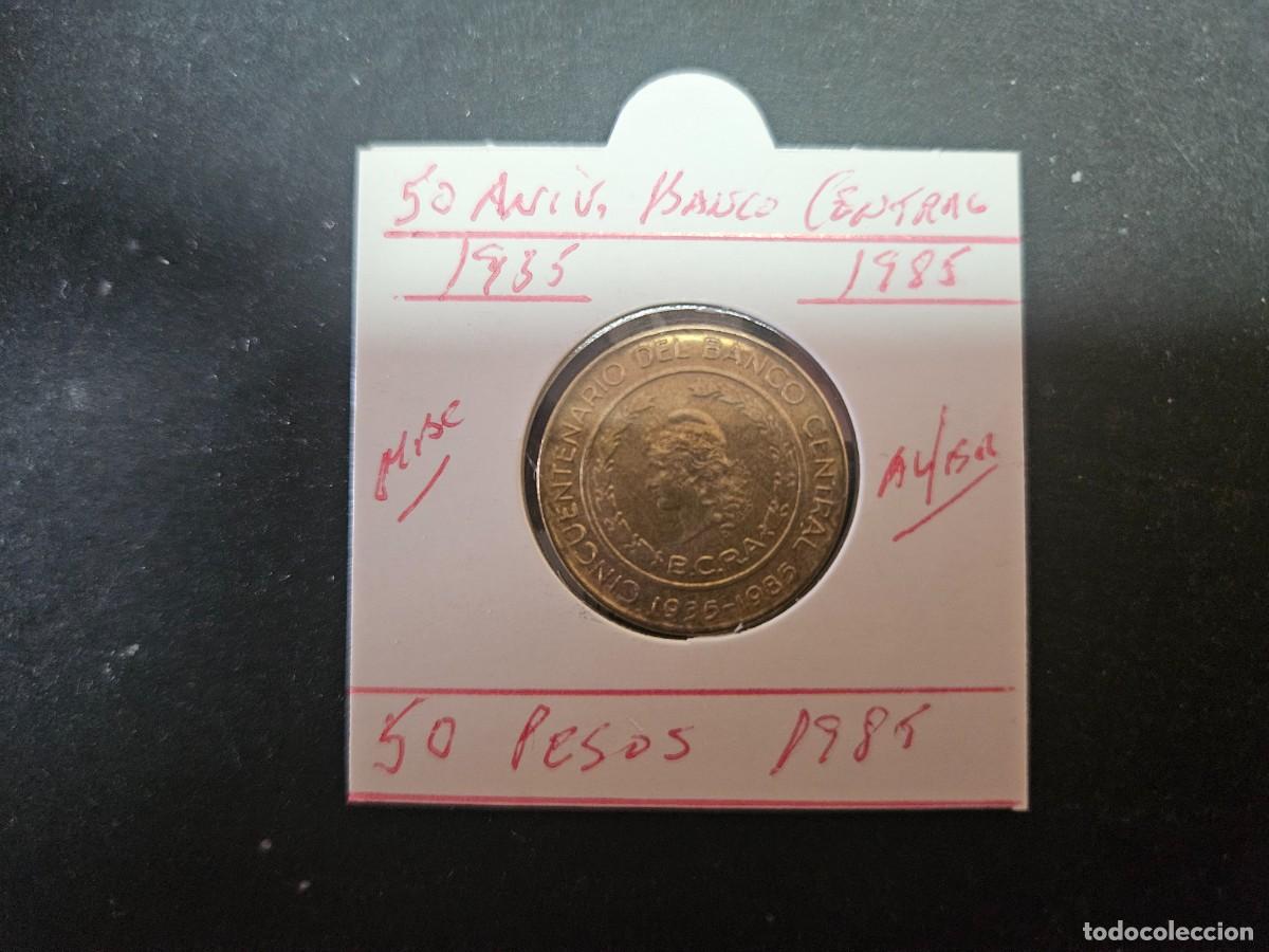 Monedas antiguas de Am&eacute;rica: ARGENTINA50 PESOS 1985 MBC KM=94 (ALUMINIO-BRONCE) 50 ANIV. BANCO CENTRAL