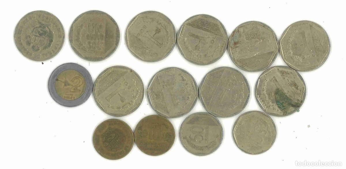 Monedas antiguas de Am&eacute;rica: Lote de 15 monedas de Per&uacute;. Actuales. 13,20 soles en total