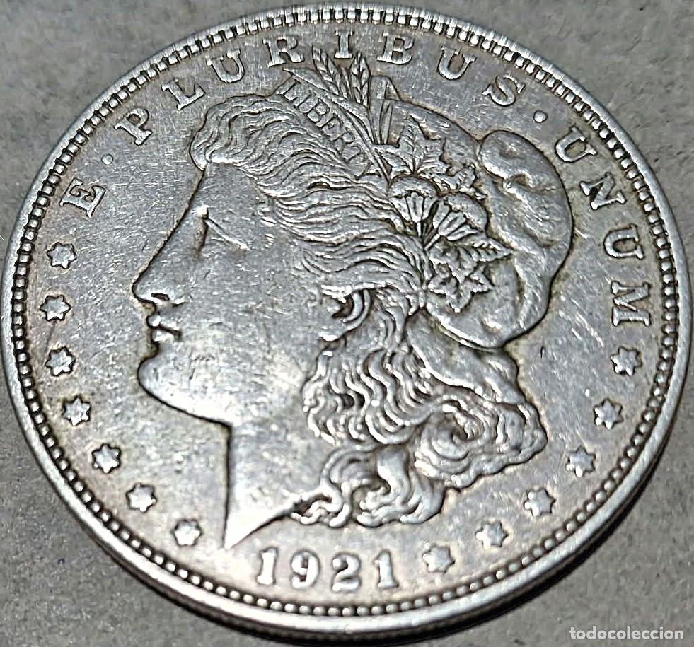 Monedas antiguas de Am&eacute;rica: Estados Unidos: 1 D&oacute;lar 1921 (Morgan): PLATA (27 gr. aprox.), Muy bonita./ La de las fotos .