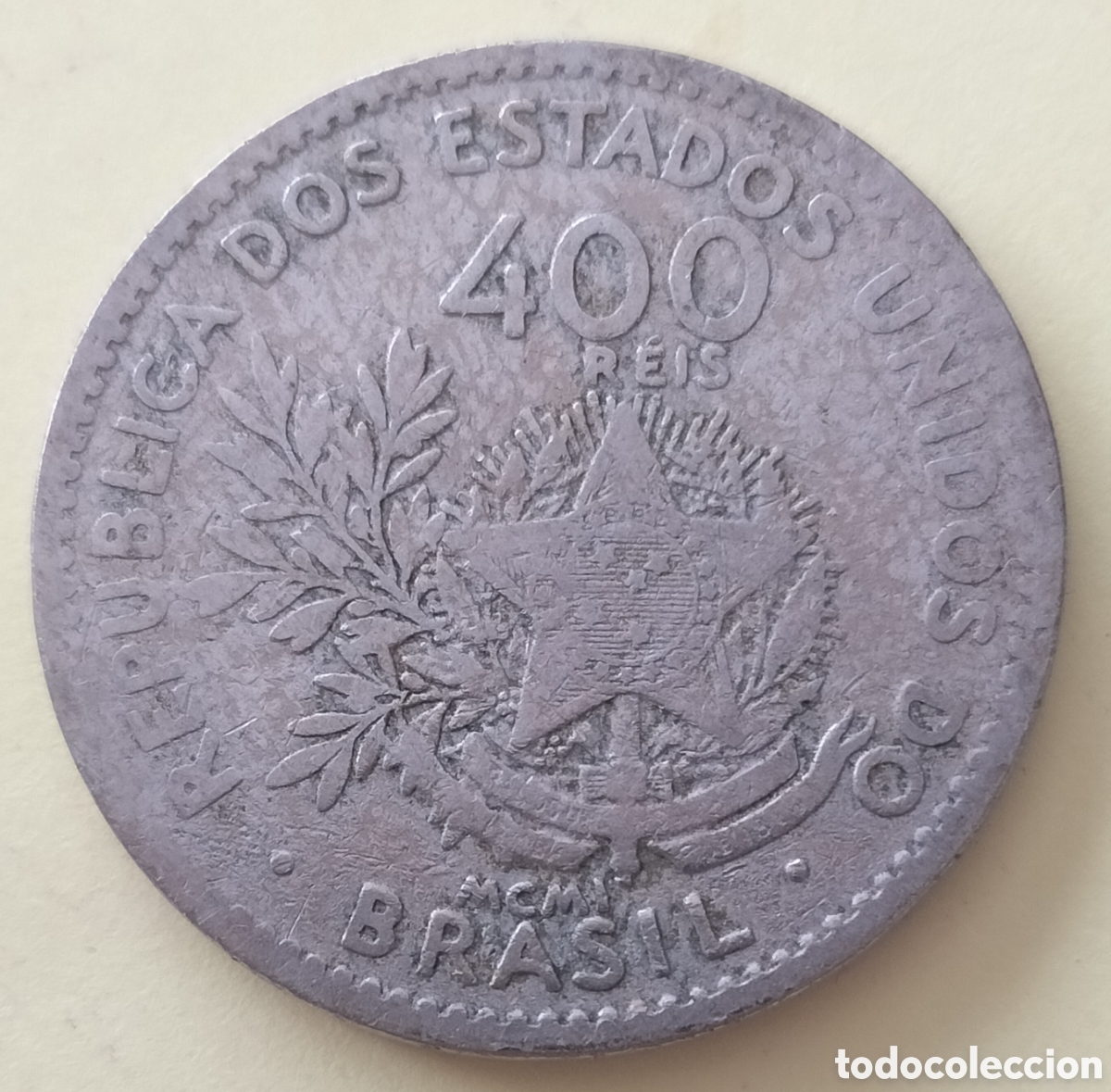 Monedas antiguas de Am&eacute;rica: Moneda 400 Reis 1901 Brasil.