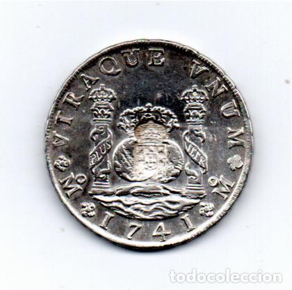 Monedas antiguas de Am&eacute;rica: M&Eacute;XICO 1741, 8 REALES, FELIPE V, KM-103, M&Eacute;XICO, RESELLO PORTUGUES, AG, MBC, 2 FOTOS