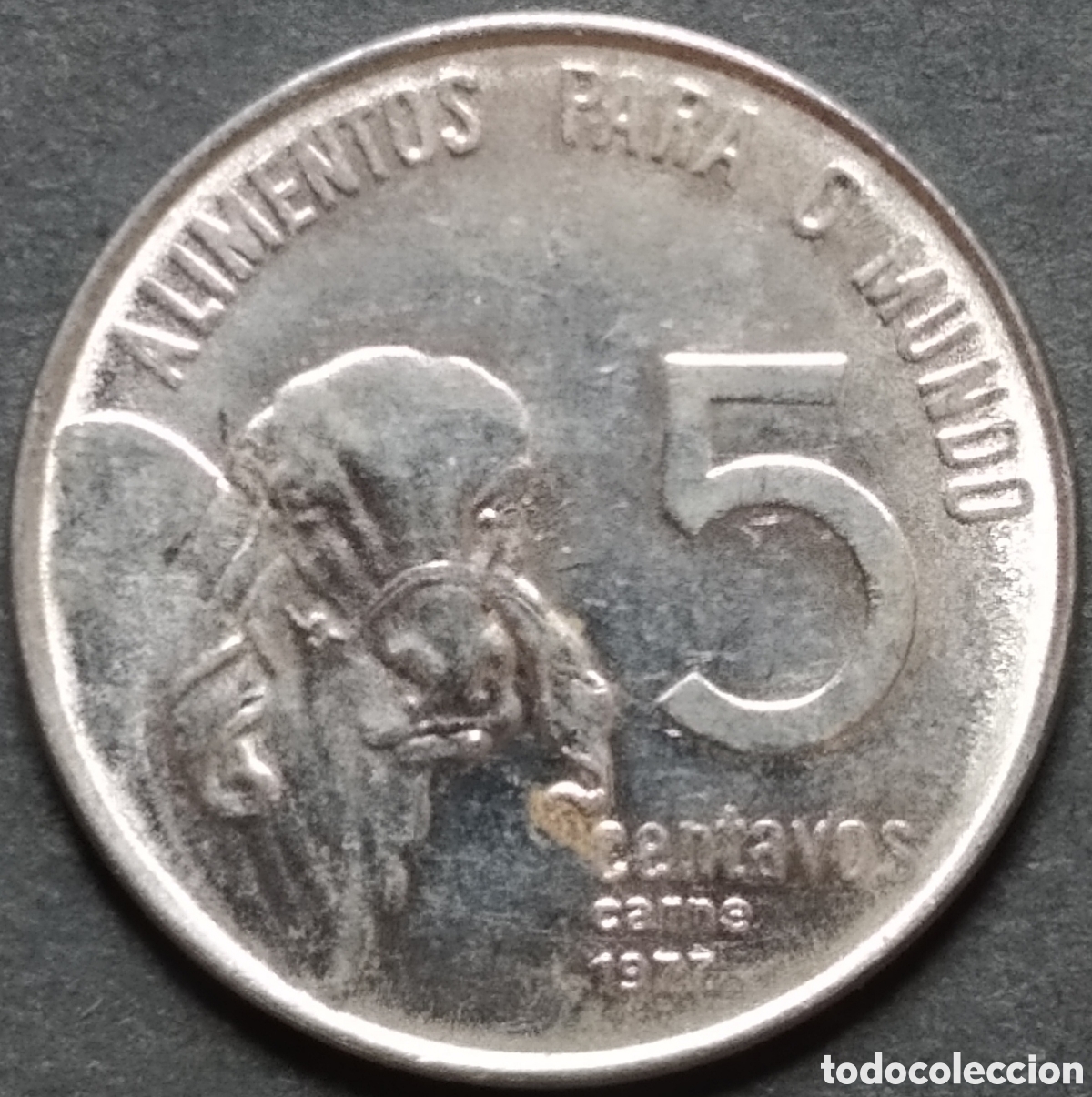 Monedas antiguas de Am&eacute;rica: MONEDA - BRASIL CONMEMORATIVA 5 CENTAVOS 1977 - SERIES DE LA FAO, CEB&Uacute;