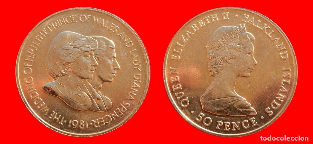 Monedas antiguas de Am&eacute;rica: 50 PENIQUES PENCE 1981 SIN CIRCULAR ISLAS MALVINAS FALKLAND-9623SC