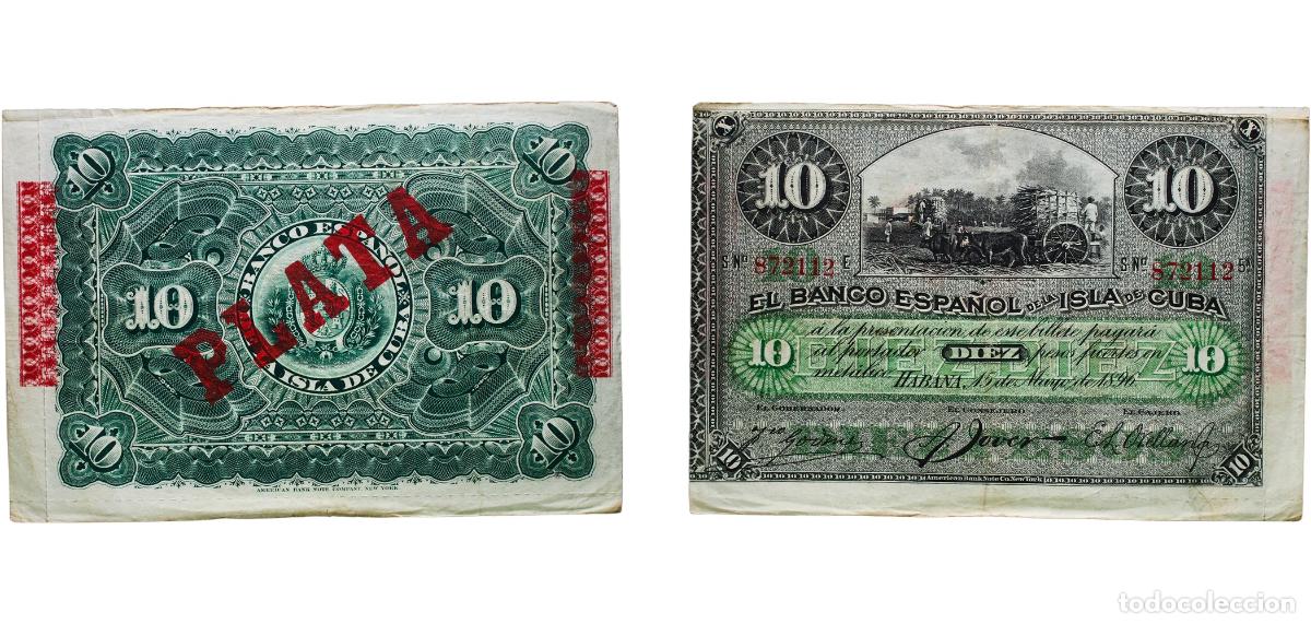Monedas antiguas de Am&eacute;rica: Cuba Spanish colony 1896 10 Pesos Paper VF P 49
