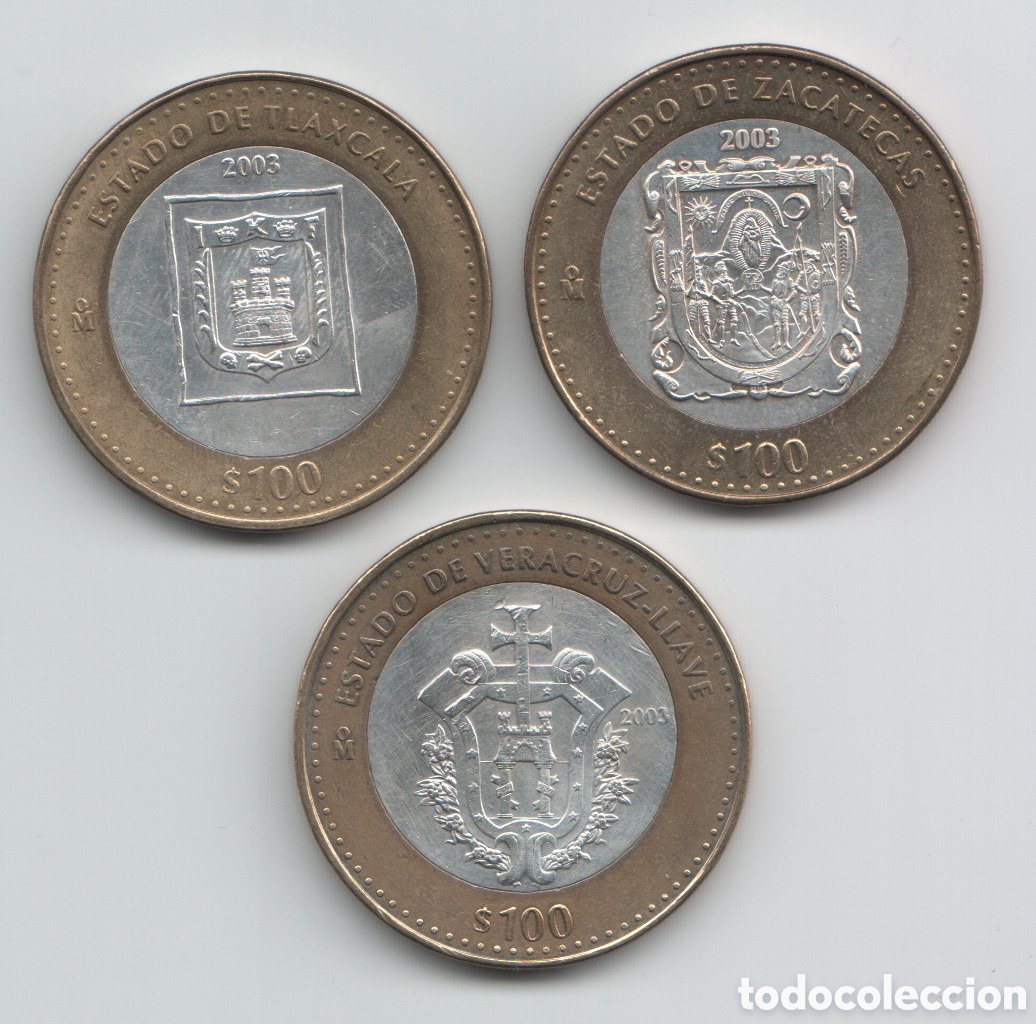 Monete antiche di America: 100 pesos M&eacute;xico centro de plata 0.925 Her&aacute;ldica