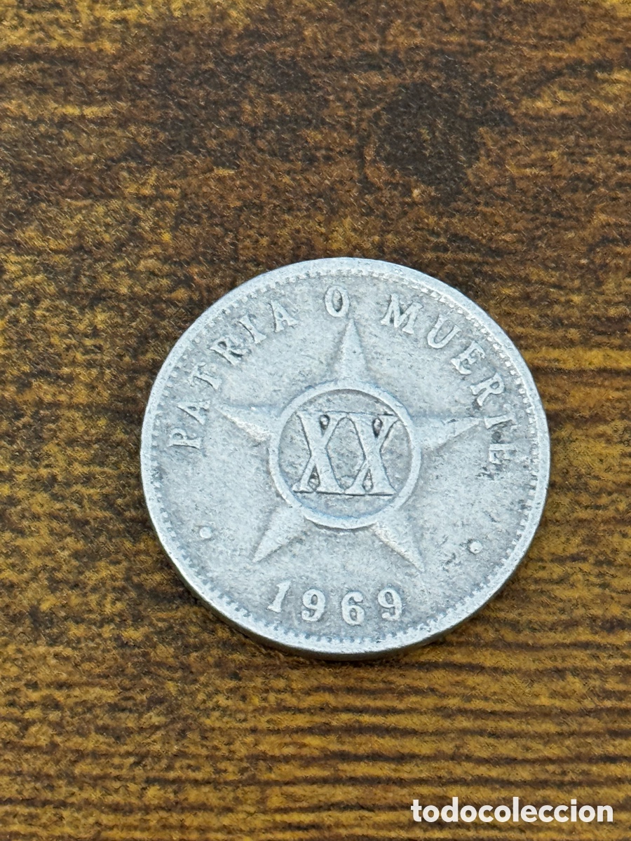 Monedas antiguas de Am&eacute;rica: 20 centavos 1969 Cuba. Aluminio. Circulado