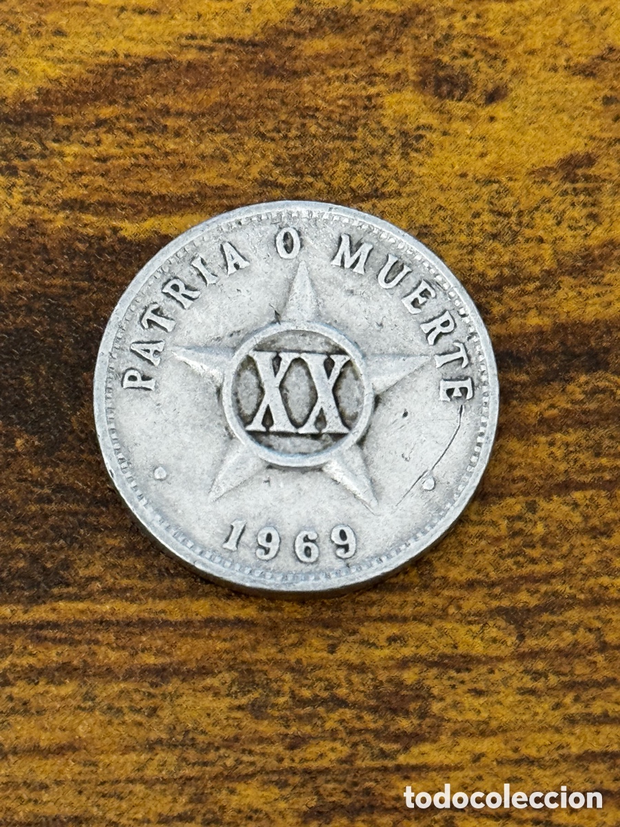 Monedas antiguas de Am&eacute;rica: 20 centavos 1969 Cuba. Aluminio. Circulado