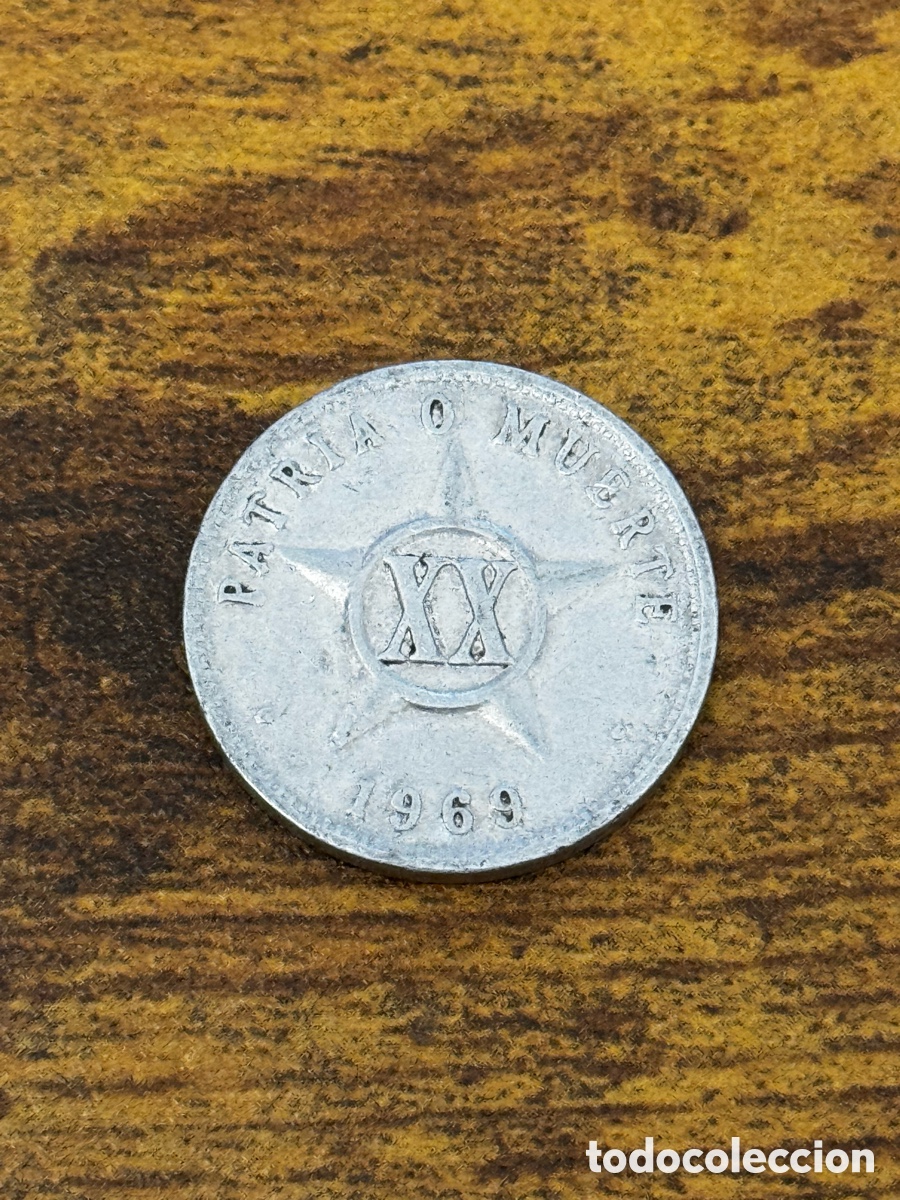 Monedas antiguas de Am&eacute;rica: 20 centavos 1969 Cuba. Aluminio. Circulado