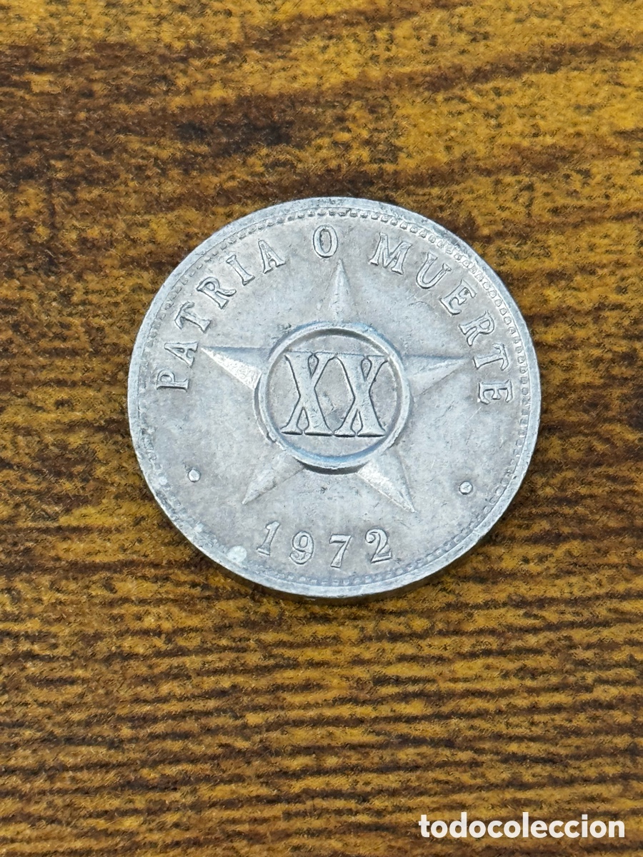 Monedas antiguas de Am&eacute;rica: 20 centavos 1972 Cuba. Aluminio. Circulado