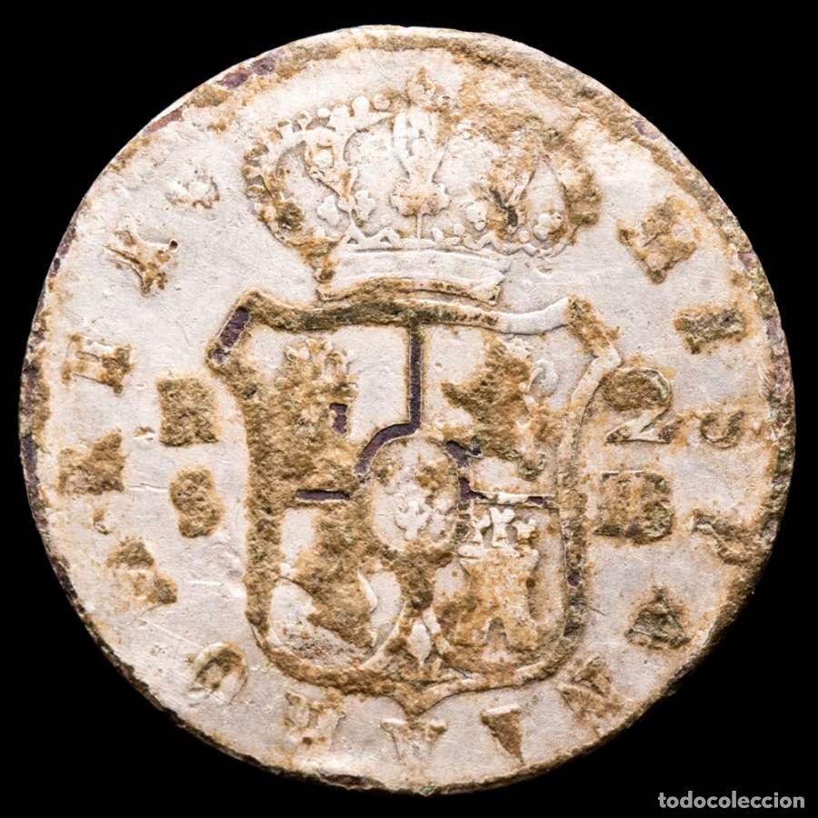 Monedas antiguas de Am&eacute;rica: Fernando VII (1808-1833). 2 Reales 1828. Sevilla, J&middot;B Falsa de epoca