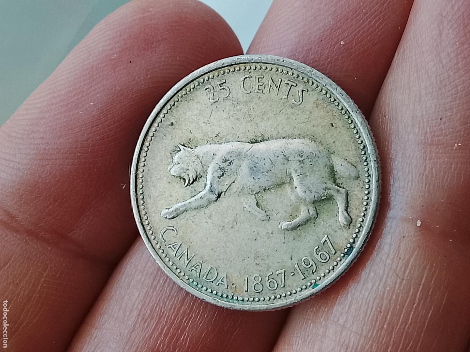 Monedas antiguas de Am&eacute;rica: Canad&aacute;. 25 cents de plata 1967