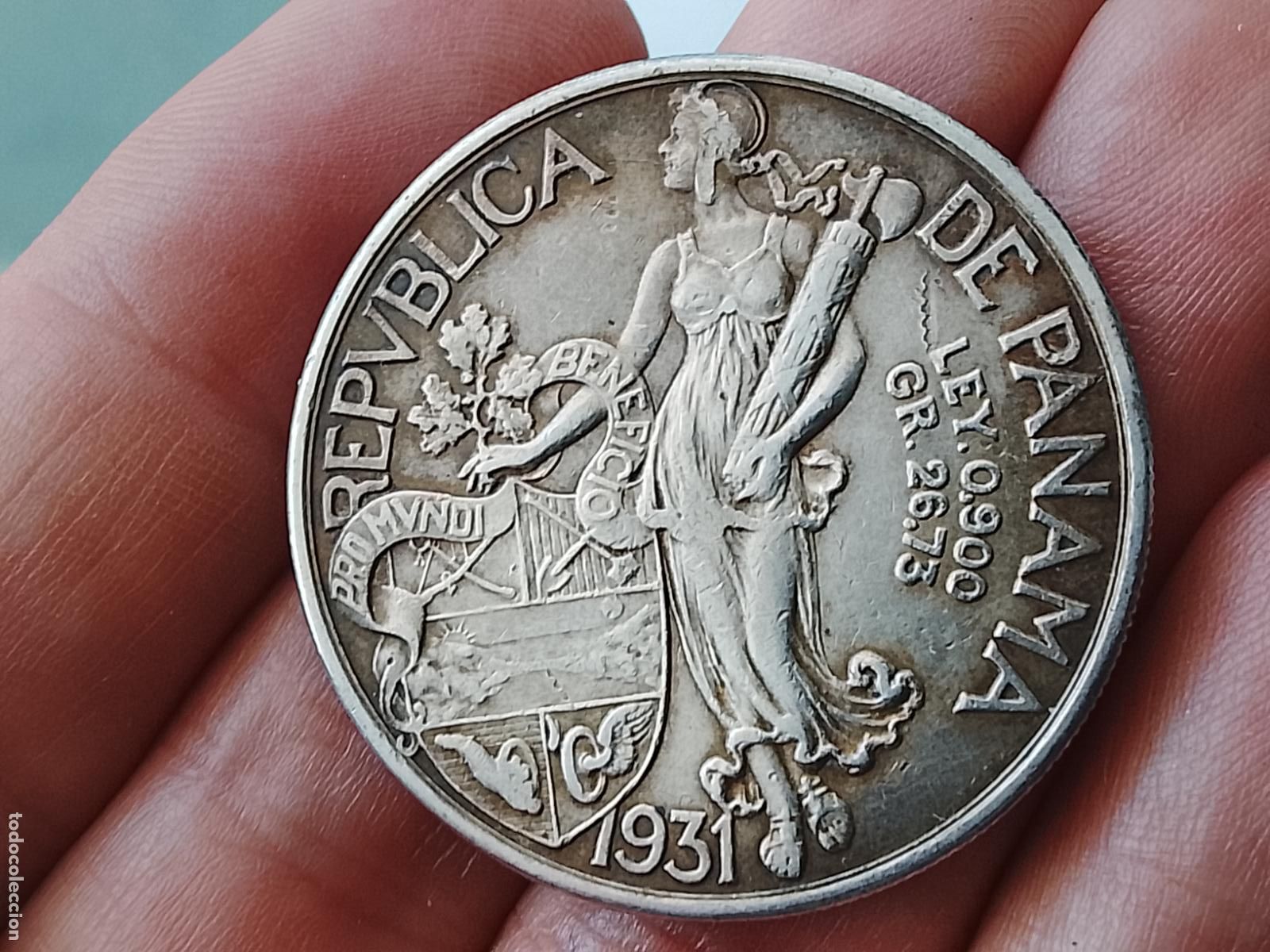Monedas antiguas de Am&eacute;rica: 1 Balboa 1931, Panam&aacute;, plata. Fecha rara
