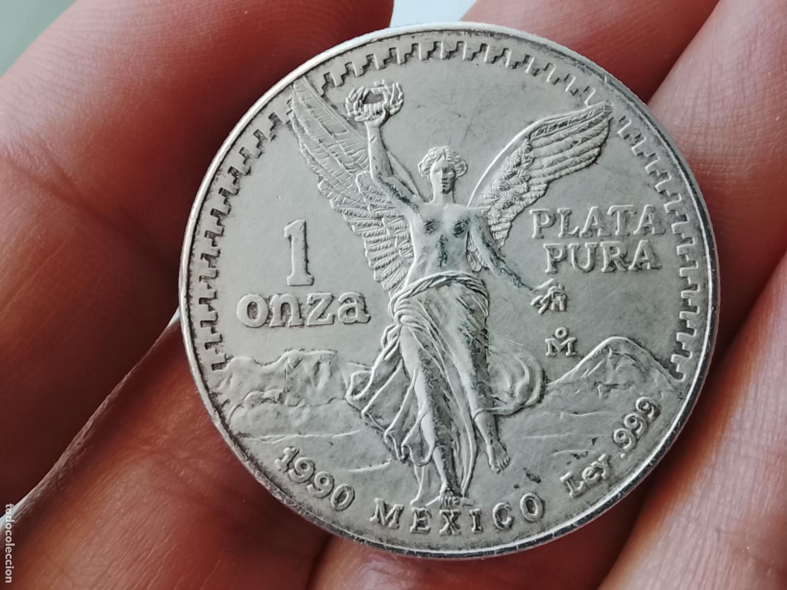 Monedas antiguas de Am&eacute;rica: M&eacute;xico, Onza de plata pura, Troy Ounce of Silver, 1990, Mexico City, Plata