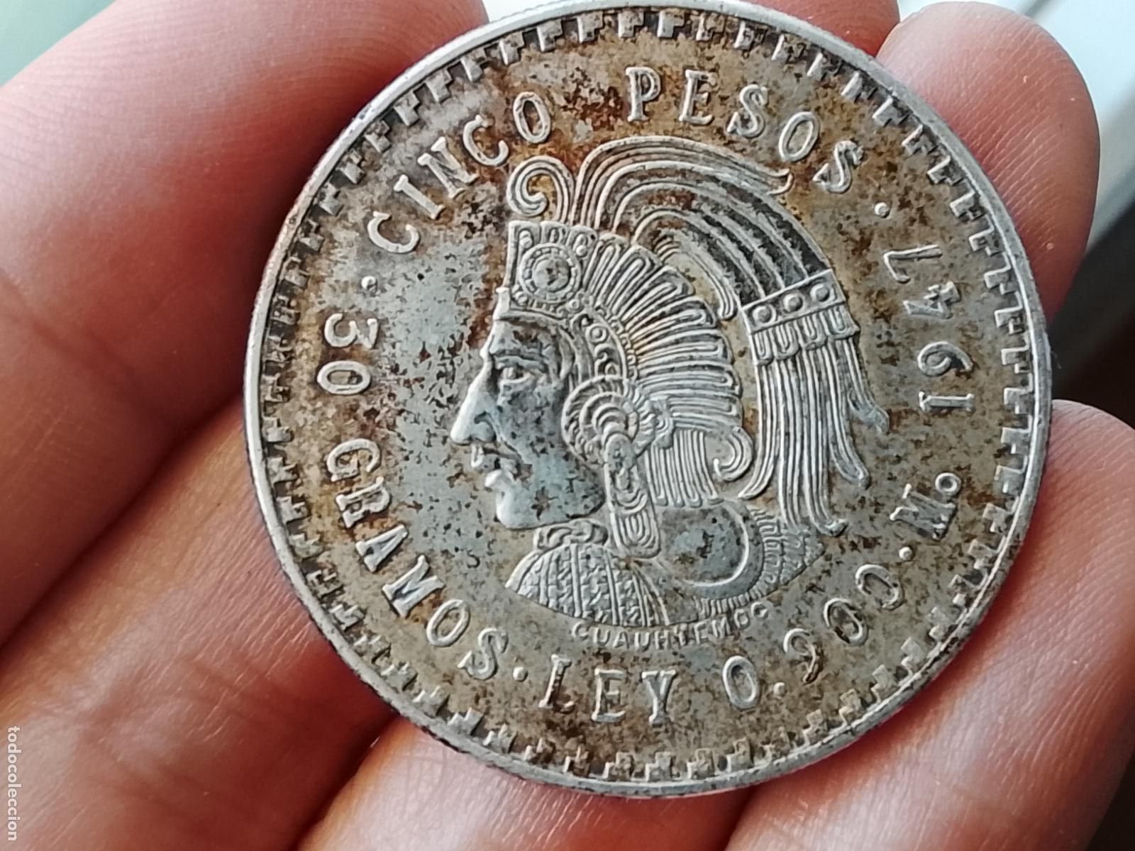 Monedas antiguas de Am&eacute;rica: M&eacute;xico, 5 pesos de plata de 1947