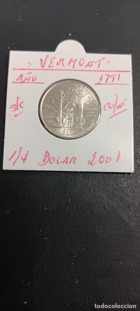 Monedas antiguas de Am&eacute;rica: USA 1/4 DOLAR 2001 S/C KM=321(CUPRONIQUEL) CECA &rdquo;D&rdquo; (VERMONT)