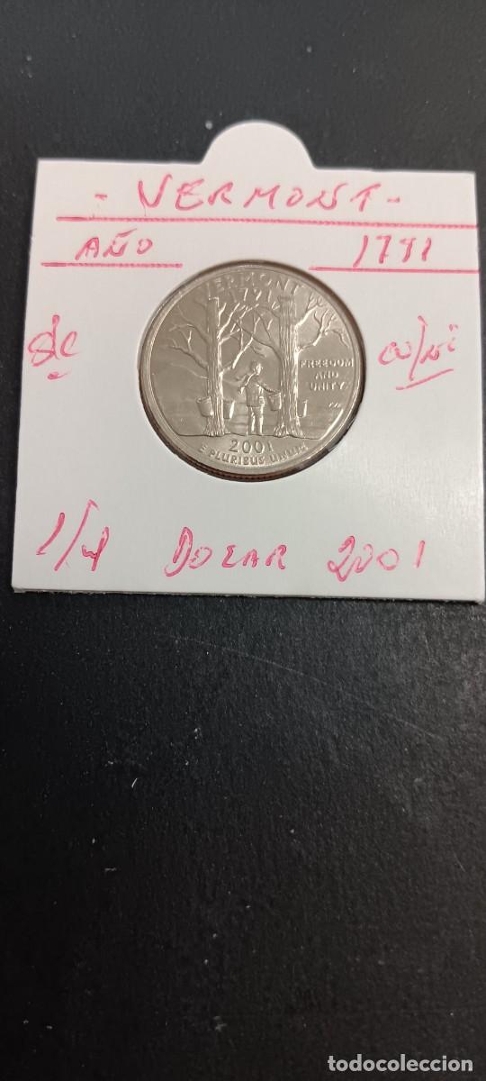 Monedas antiguas de Am&eacute;rica: USA 1/4 DOLAR 2001 S/C KM=321(CUPRONIQUEL) CECA &rdquo;D&rdquo; (VERMONT)