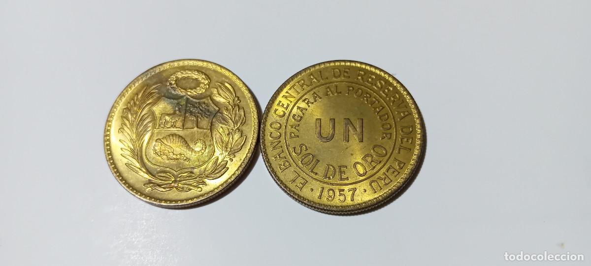 Monedas antiguas de Am&eacute;rica: PER&Uacute; 1 SOL DE ORO 1957, BRILLANTE SIN CIRCULAR, DIAMETRO 33 MM