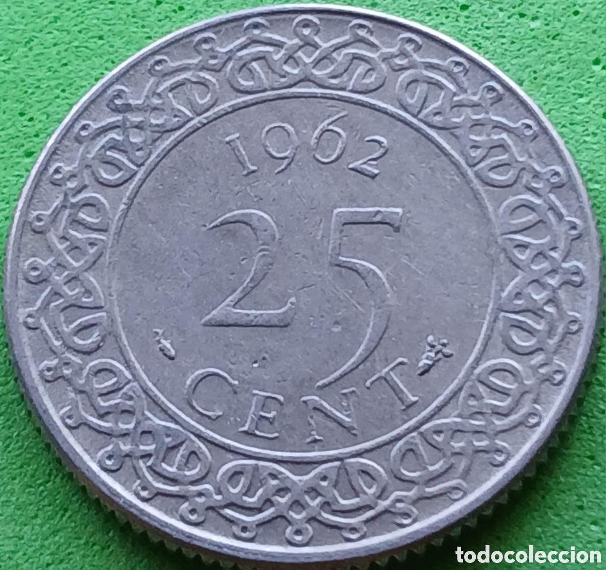 Monedas antiguas de Am&eacute;rica: Surinam 25 cent 1962 km#14 sin marca