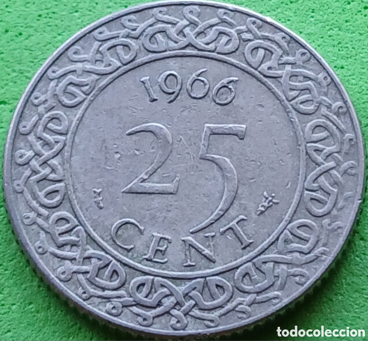 Monedas antiguas de Am&eacute;rica: Surinam 25 cent 1966 km#14