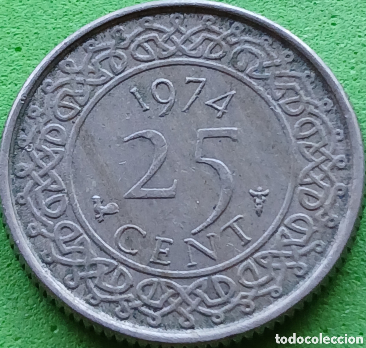 Monete antiche di America: Surinam 25 cent 1974 km#14