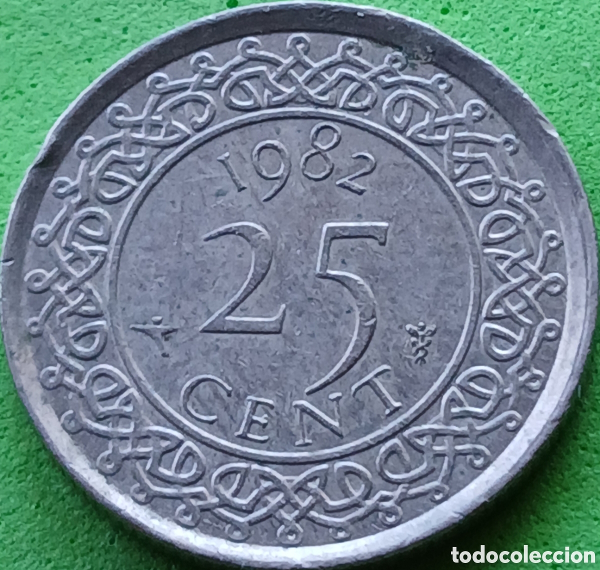 Monete antiche di America: Surinam 25 cent 1982 km#14 poco com&uacute;n
