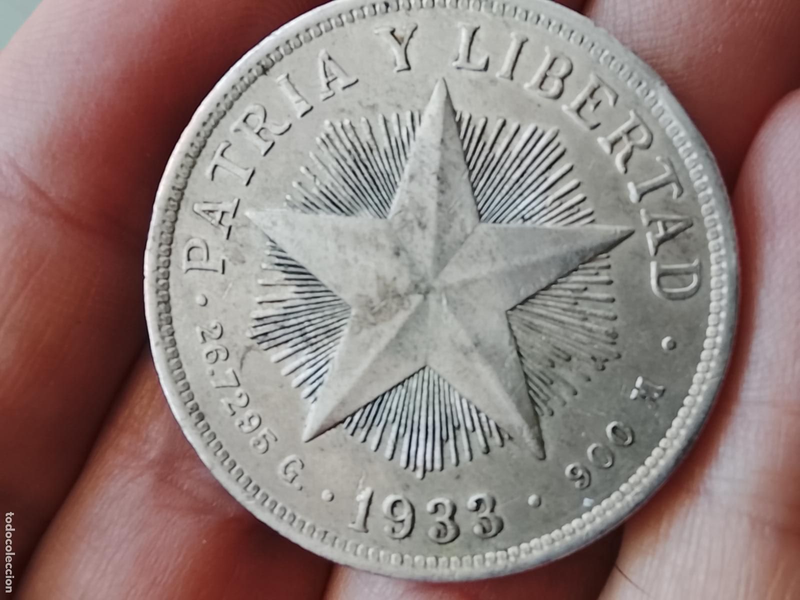 Monedas antiguas de Am&eacute;rica: CUBA, UN PESO, 1933. PLATA
