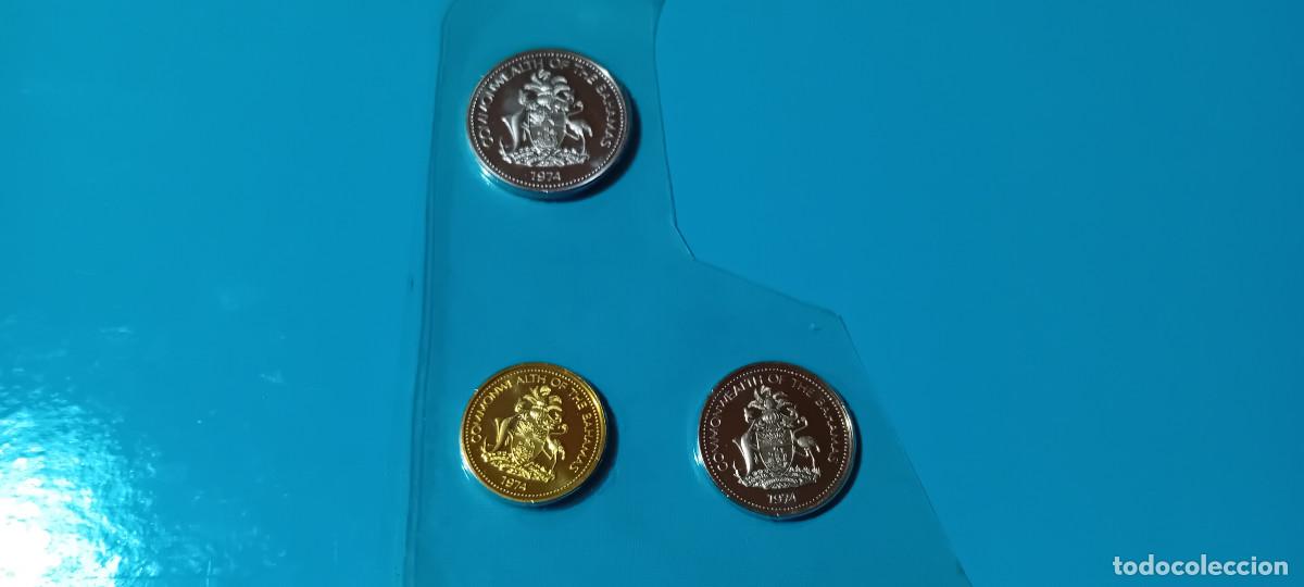 Monedas antiguas de Am&eacute;rica: BAHAMAS LOT 3 MONEDAS 1 , 5 Y 20 CENTS 1975 , PRUEBAS