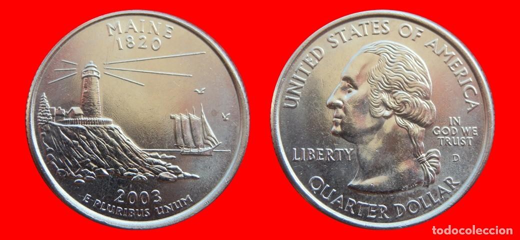 Monedas antiguas de Am&eacute;rica: 25 CENTAVOS QUARTER 2003-D MAINE SIN CIRCULAR USA-9125SC