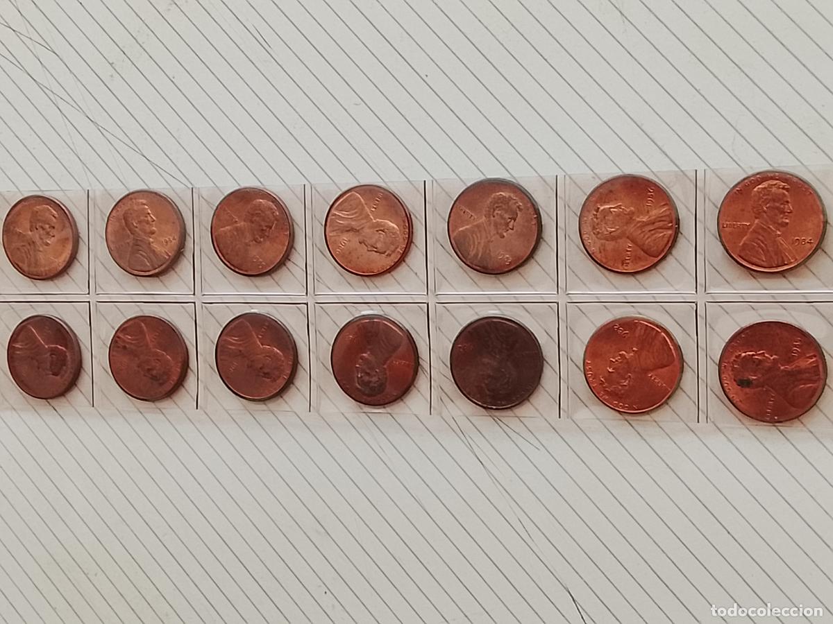 Monedas antiguas de Am&eacute;rica: USA Estados Unidos. 16 monedas muy nuevas de 1 cent