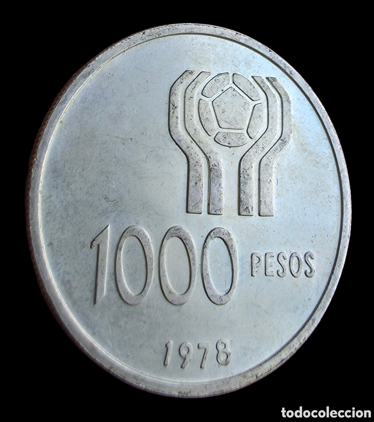 Monedas antiguas de Am&eacute;rica: Moneda de plata de 1000 pesos de Argentina 1878 mundial futbol