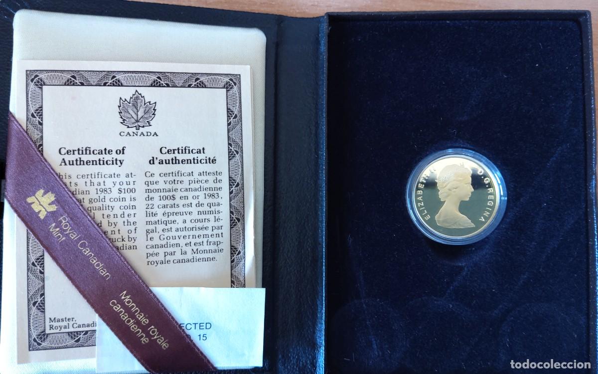 Monedas antiguas de Am&eacute;rica: MONEDA DE ORO 100 $ CANAD&Aacute; 1983 - Foto 1